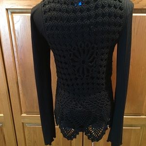 White and Warren Retro Boho Chic Knitted  Vest